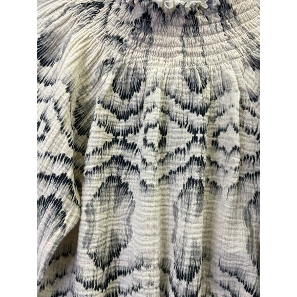 Porridge Clothing By Anthropologie Top XS Textured Puff Sleeves V Neck - Picture 12 of 12